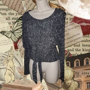 Almost Famous Black Knit Top with Tie